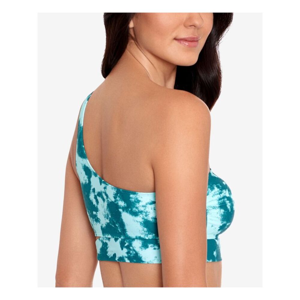 SALT + COVE Women's Aqua Side Tie Sea Foam One Shoulder Swimsuit Top XS - Picture 3 of 4